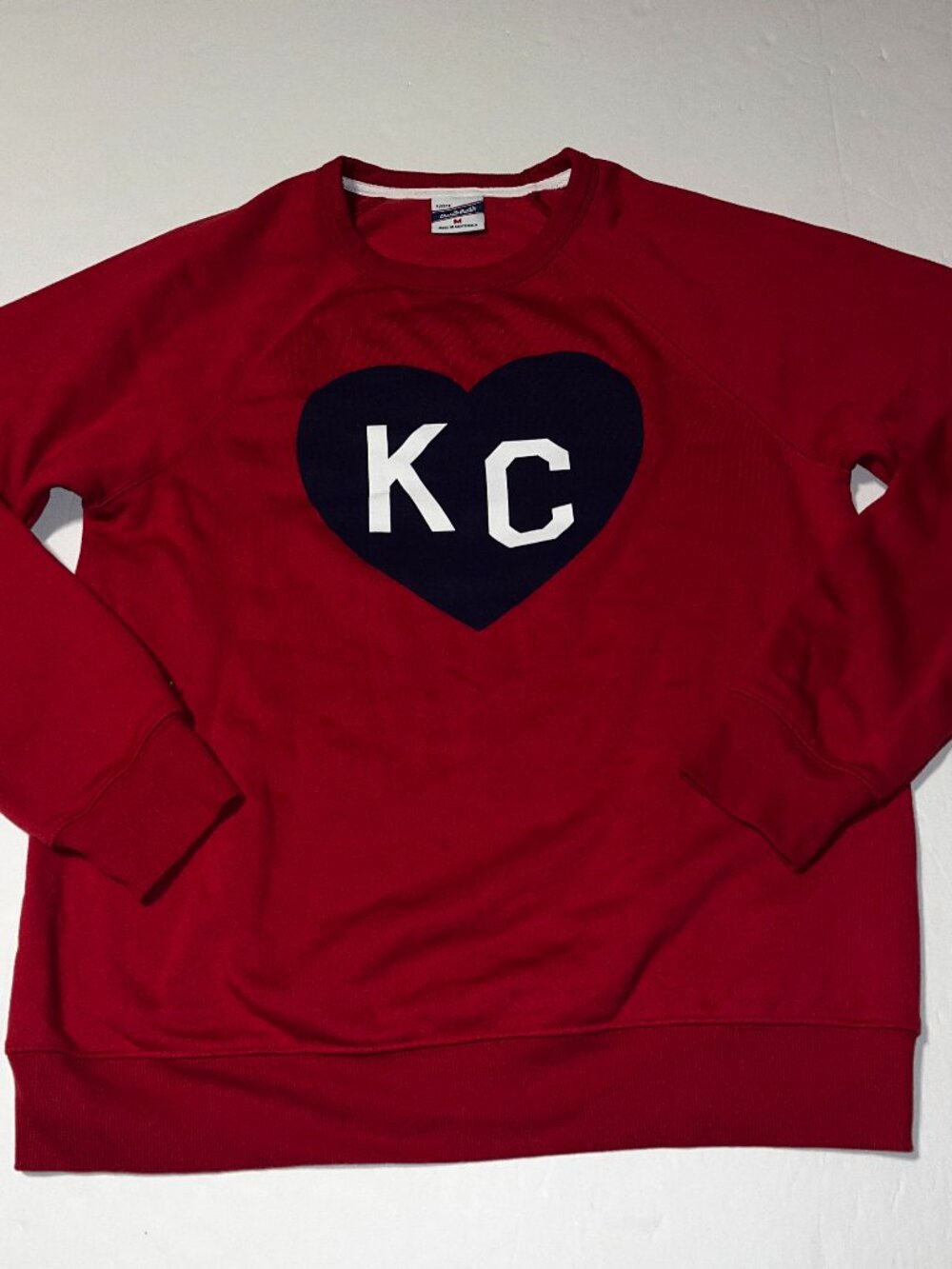 Charlie Hustle men's KC Heart red and blue crewneck sweatshirt size medium